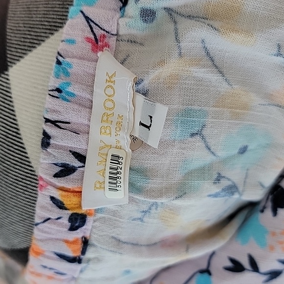 Ramy Brooke Printed Angelina Dress Floral Smocked Waist Ruffle Straps Sz L - Picture 9 of 11